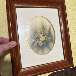 Vintage Floral Art in Wooden Frame